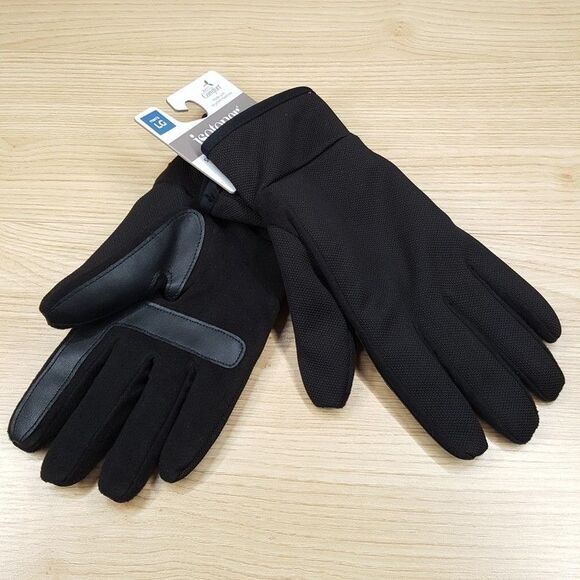 ISOTONER Gloves Mens Large Black Touchscreen Water Repellent Plush Lined - Picture 1 of 8